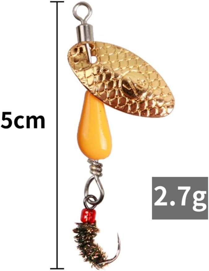 Trout Spinners - Fly Trout Fishing Lures for Bass Salmon Pike, Smallmouth Bass Lures with Brass Spinner for Lake River Fishing