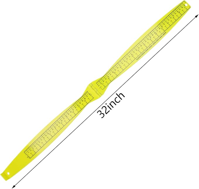 Dnyta Fish Measuring Board, 32in Foldable Portable Double-Sided Fish Ruler, Precise Measurement for Fishs and Crabs, Yellow