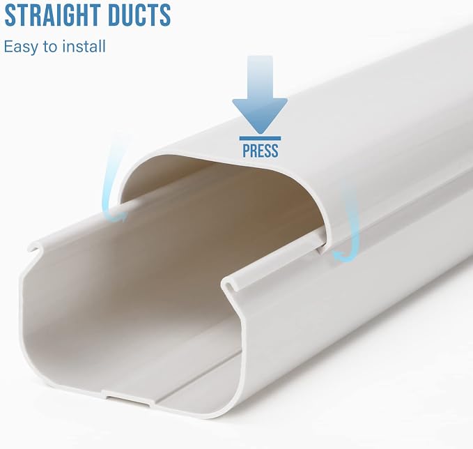 HOXHA 3" W 16.1Ft L Line Set Cover Kit for Mini Split Air Conditioners Decorative PVC Slim Line Cover for Central AC & Heat Pumps Systems Tubing Cover
