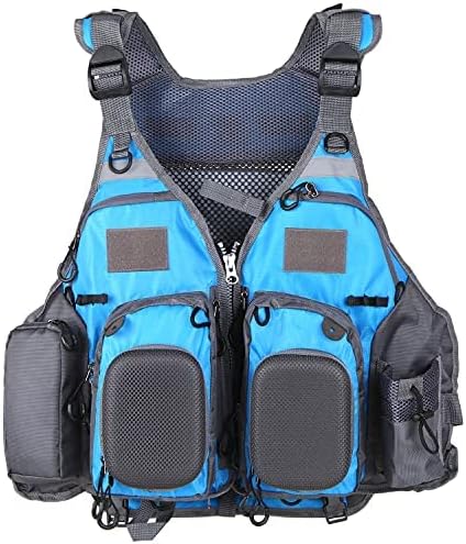 JKSPORTS Fly Fishing Vest - Fishing Safety Life Jacket for Swimming, Sailing, Boating, Kayak - Floating Multifunction Breathable Backpack for Men and Women - Adjustable, Grey/Green/Red/Blue