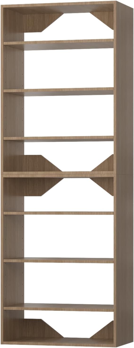 ROOMTEC Modular Closet System, 31.5" Shelf Closet Tower Wall-Mounted Closet Organizer, Wooden Tower for Walk-In Closets, Wardrobe Storage Kit, Wood
