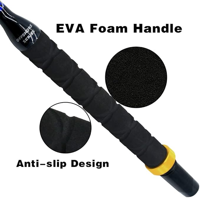 Deep Sea Fishing Rod, Heavy Duty Bent Butt Trolling Rod with Roller Guides,Conventional Fishing Rod