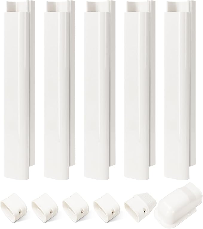 3" W 7.5Ft L Line Set Cover Kit for Mini Split Air Conditioners Decorative PVC Slim Line Cover for Central AC & Heat Pumps Systems Tubing Cover