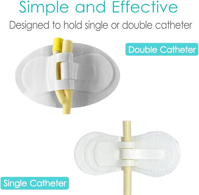 Low-Profile Catheter Stabilization Device for Kids Baby's Gtube Feeding Tube G J Tube Peg Pd Catheter Holder Peritoneal Dialysis Accessories Adhesive Patch Dressing (Pack of 10)