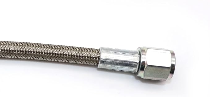 GXARTS 24" Billet Steel Braided Turbo Oil Feed Line Length 4AN 90 Degree Straight Hose Straight PTFE line straight Hose End Pressure Stainless Remote Turbocharger 551871