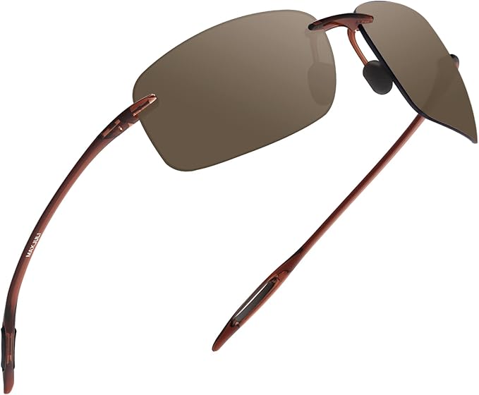 JULI Sports Sunglasses for Men Women Tr90 Rimless Frame for Running Fishing Golf Surf Driving MJ8009