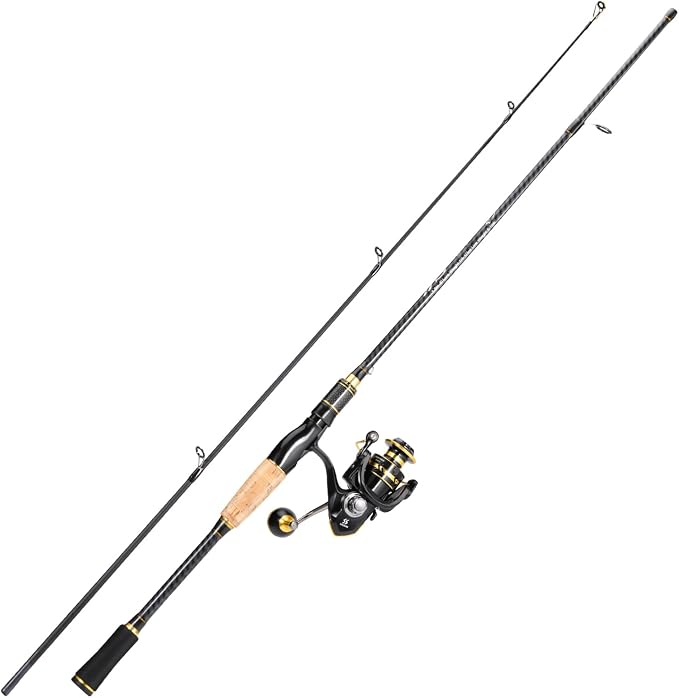 Sougayilang Spinning Fishing Combos, Carbon&Glass Fiber Composite 2 Piece Fishing Rods with 2000 Size Spinning Reel- 6'0"