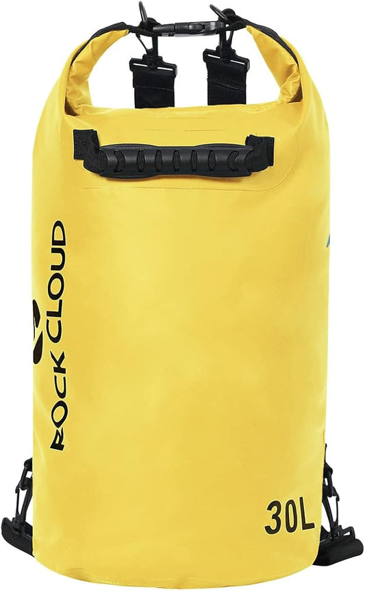 ROCK CLOUD Dry Bag Waterproof 30L Dry Sack for Kayaking Rafting Boating Beach Surfing Swimming Canoe Camping Hiking Fishing Ski, Yellow
