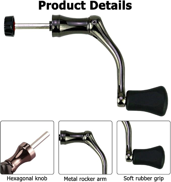 DONGKER Fishing Spinning Reel Handle,2 PCS Full Metal Rocker Grip Fishing Swivel Reel Handle for Most Fish Reels