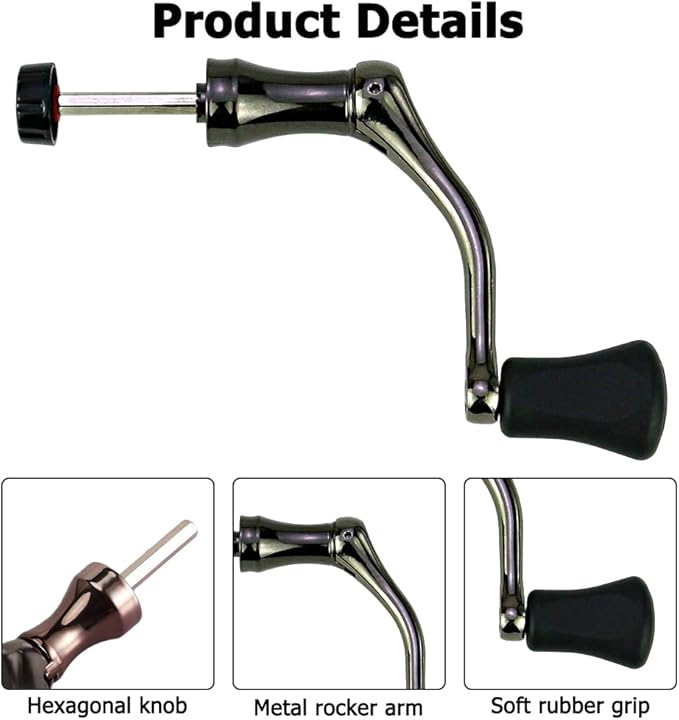 DONGKER Fishing Spinning Reel Handle,2 PCS Full Metal Rocker Grip Fishing Swivel Reel Handle for Most Fish Reels
