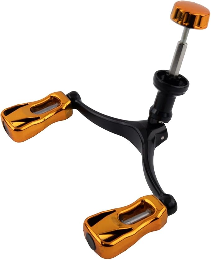 Foldable Fishing Reel Double Crank Handle CNC Metal Rocker Arm For 1000-5000 Series Reels Lightweight(Gold)
