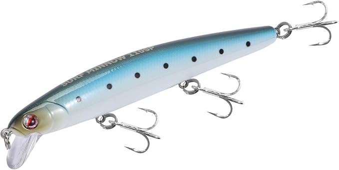LITTMA California Surf Fishing Lures Saltwater Jerkbait Crankbait Surf Minnow 110/125 - Metallic Sardine Super Glow & Pearl Pink Belly Glow Lures for Halibut & Striper Fishing