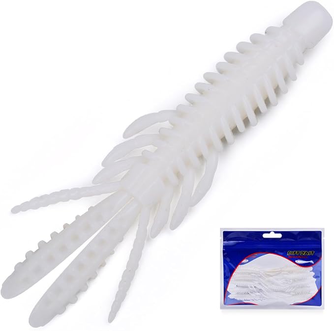 10 Pcs Soft Swimbait Lures, 6.4cm/2.5in Shrimp Shape Soft Plastic Fishing Lures Kit, Bass Fishing Lure Swim Baits with 5 Color, for Fishing Trout, Crappie, Bass, Redfish, Freshwater, Saltwater