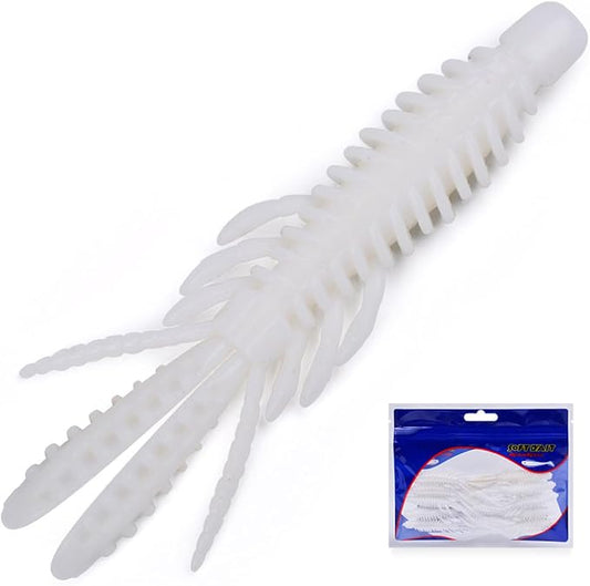 10 Pcs Soft Swimbait Lures, 6.4cm/2.5in Shrimp Shape Soft Plastic Fishing Lures Kit, Bass Fishing Lure Swim Baits with 5 Color, for Fishing Trout, Crappie, Bass, Redfish, Freshwater, Saltwater