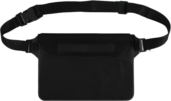 Triple zip lock protection Waterproof Fanny Pack - Waterproof Phone Pouch with Waist Strap，for Outdoor Water Sports, Boating, Hiking,Kayaking,Fishing ， Beach, Camping and Swimming (black)