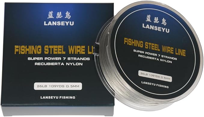 0.5mm 100 Metres 26 Pound Fishing Steel Nylon Coated 1x7 Stainless Steel Leader Wire Super Soft Lines