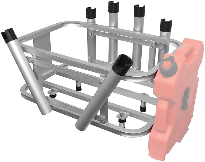 Extreme Max 3005.4257 Aluminum Jet Ski PWC Fishing Rod Rack and Cooler Combo - Compatible with RotoPax Fuel Can Mounts