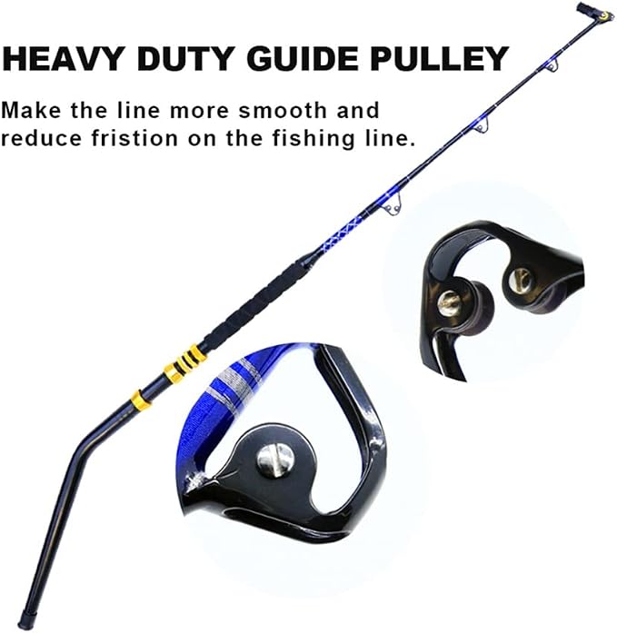 Deep Sea Fishing Rod, Heavy Duty Bent Butt Trolling Rod with Roller Guides,Conventional Fishing Rod