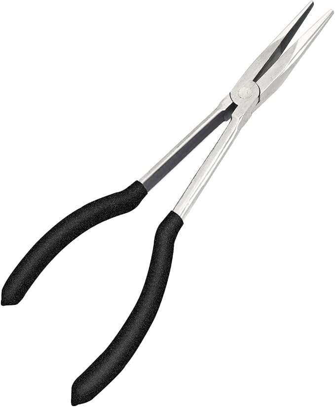 1 Piece 11 Inch Long Reach Pliers Set - Long Needle Nose Pliers Sets - Straight, Designed for Mechanics, Technicians, and Contractors| Milled-Jaws | Steel