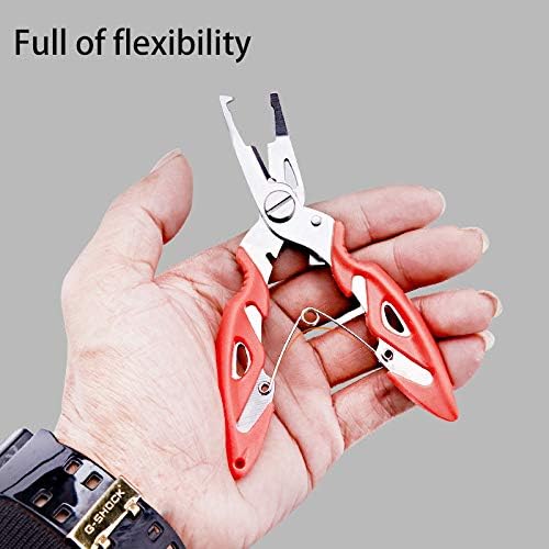 Fishing Pliers Stainless Steel Fish Hook Remover, Saltwater Resistant Fishing Braid Scissors Braided Line Cutter, Split Ring Opener Fishing Tools (5in-3pcs)