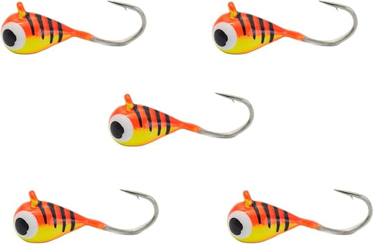 Tungsten Ice Fishing Jig Set Ice Fishing Lures, Max Sensitive Tungsten Tear Drop Ice Jig Head Hook for Panfish, Crappie, Walleye, Perch, Trout, Bluegill