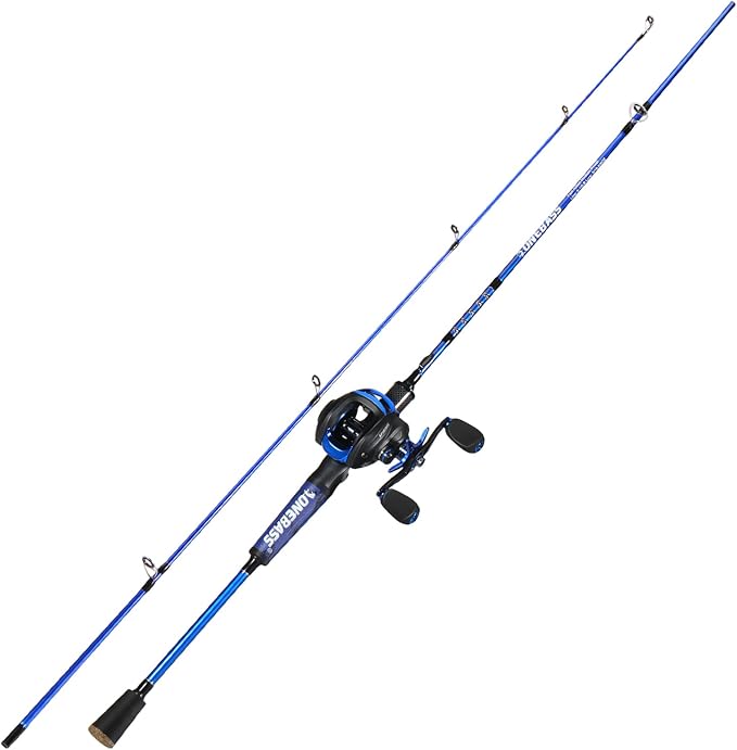One Bass Fishing Rod Reel Combo, Baitcasting Fishing Pole with Graphite 2Pc Blanks