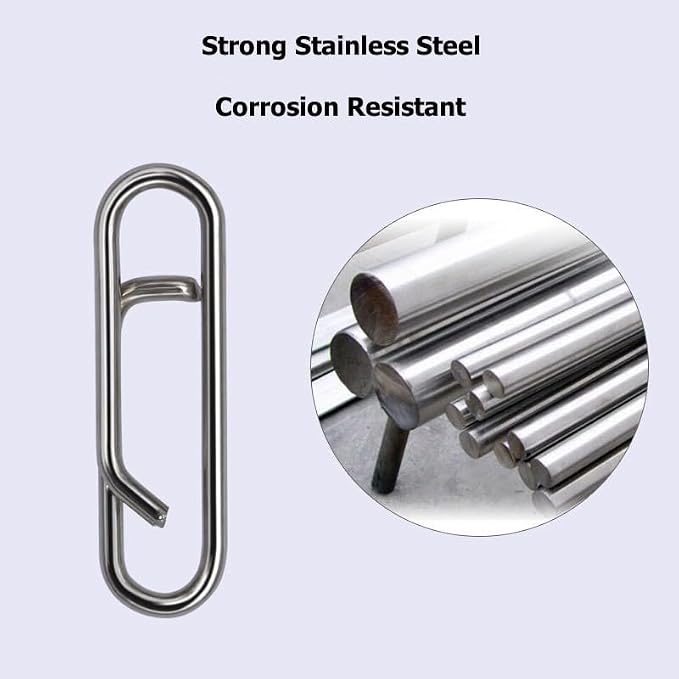 100pcs/pack Stainless Steel Power Clips Lure Clips Snaps Quick Change Fishing Lure Connector Kayak Drifting Fishing Fast Snaps Speed Clips