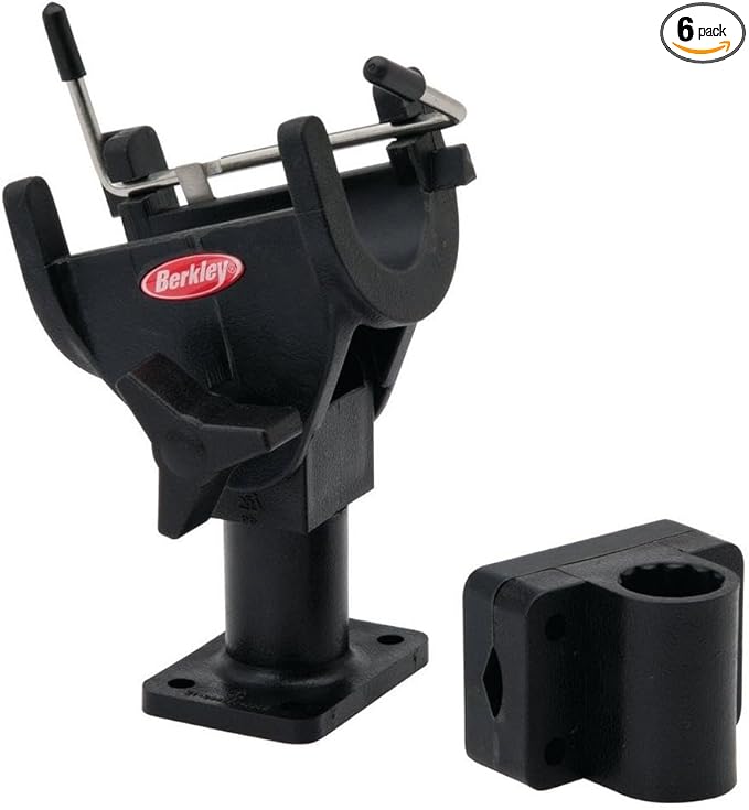Berkley Quick-Set Boat Rod Holder, Sturdy Polypropylene Construction, Mountable with Locking Mechanism, Fits Easily on the Side or Top of the Gunwale or Other Boat Railings Black