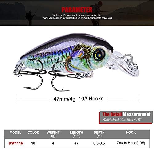 Mini Crankbait Fishing Lures Kits Swimbait Wobbler Hard Baits for Bass Trout Pike Freshwater and Saltwater 10pc-20pc/pack