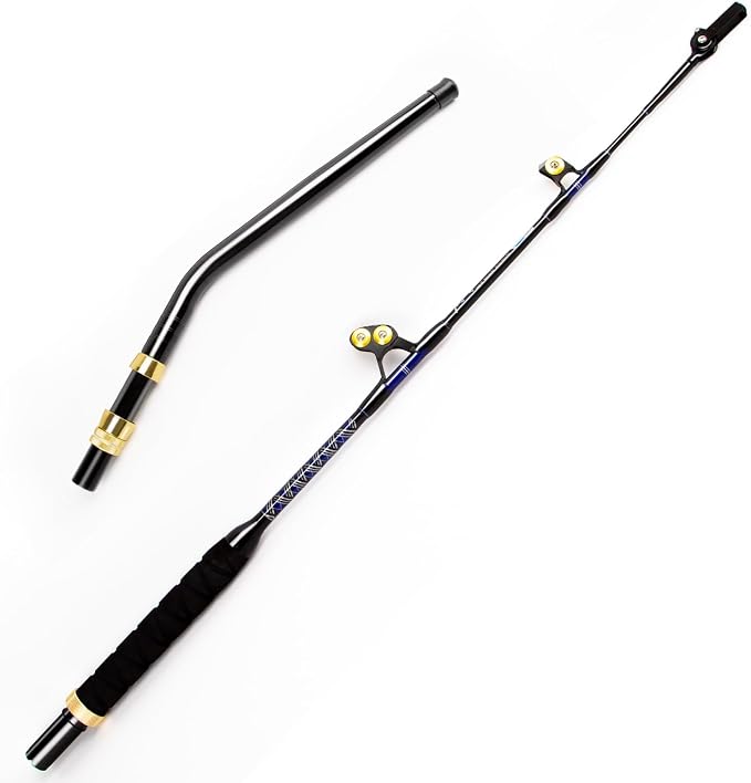 Deep Sea Fishing Rod, Heavy Duty Bent Butt Trolling Rod with Roller Guides,Conventional Fishing Rod