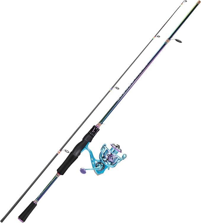 Sougayilang Spinning Fishing Reel Rod Combo, Two Pieces Colorful Poratble Light Weight Fishing Rod with Powerful Fishing Gear for Freshwater Bass Trout Fishing