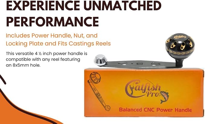 Catfish Pro Tournament Series Power Handle for 600CTS, Fishing for Fun Reel, Abu Garcia Ambassadeur C3/C4/S/SX 5000-6600 | Premium Fishing Handle | Baitcaster Enhances Reel Performance & Comfort