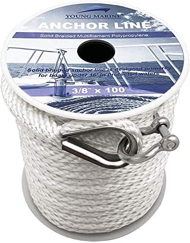 Young Marine Anchor line Anchor Rope Solid Braided Multifilament Polypropylene 3/8'' x50