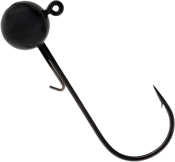 Reaction Tackle Lead Ball Jigs - Soft Plastic Jig Heads with Hook - Bass Walleye Crappie Panfish Redfish - Round Head Design - Freshwater Saltwater - 10-Pack