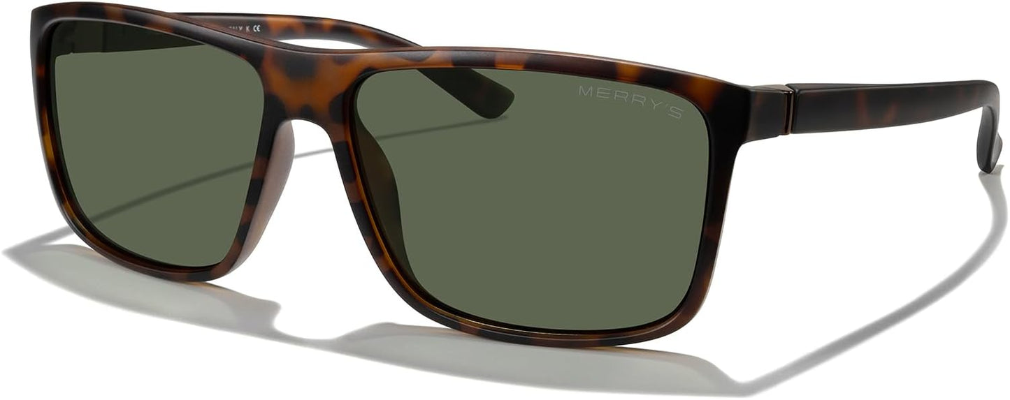 MERRY'S Rectangular Polarized Sports Sunglasses for Men Women Cycling Driving Fishing UV400 Protection S8225