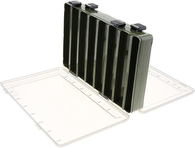 Double Sided 14 Compartments Fishing Tackle Boxes Fishing Lure Box Organizer, Fishing Bait Tackle Storage Case, Container Box for Jewelry Beads Earring Hook (Green)