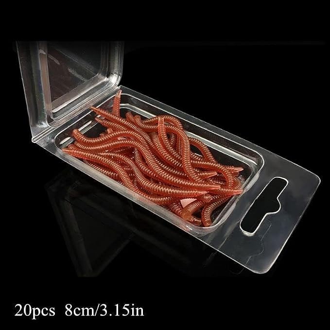 20pcs Bass Fishing Worms - Soft Plastic Baits & Lures for Fresh Water Fishing