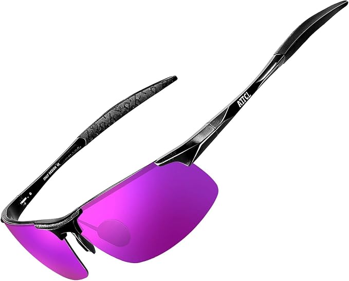 ATTCL 0.9 oz Polarized Sunglasses Men Sports: UV Protection Anti Glare Wrap Around Lightweight Metal Fishing Golf Running