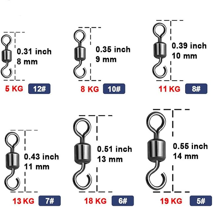 100 pcs Fishing Swivels Open Eye Rolling Swivel Quick Change Leader Line Connector