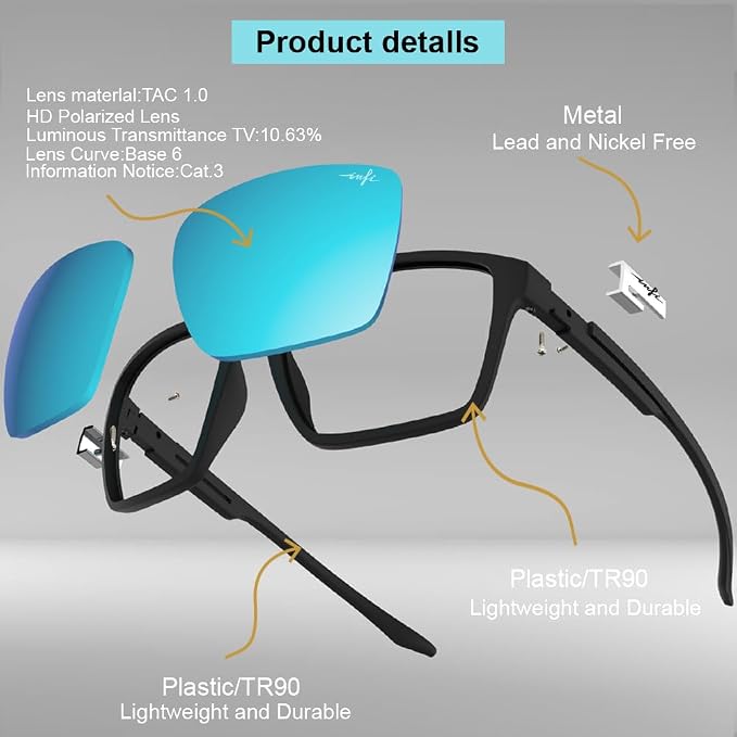 INFI Fishing Polarized Sunglasses for Men Driving Running Golf Sports Glasses Square UV Protection Designer Style Unisex