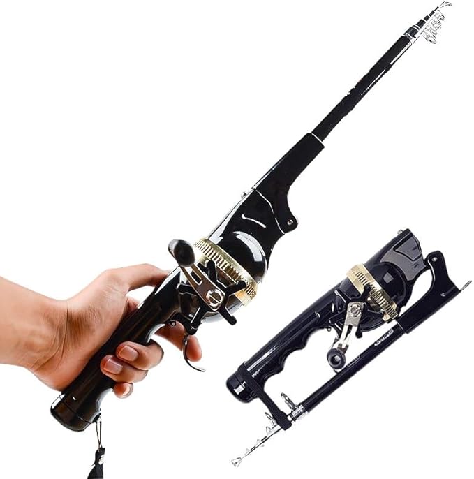 Mini Fishing Rod and Pocket Fishing Rod & Reel Combo - Collapsible Telescopic Ultra-Compact Foldable Design, 6x5.5x1.62 Inch Portable Outdoor Gear for Travel, Hiking, Backpacking