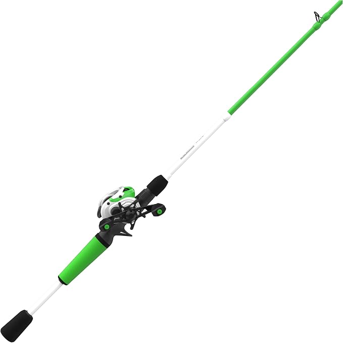 Zebco Roam Baitcast Reel and Fishing Rod Combo, 6-Foot 6-Inch 2-Piece Fiberglass Fishing Pole with Split-Grip MaxTac Rod Handle, Lightweight Graphite Frame, Right-Hand Retrieve