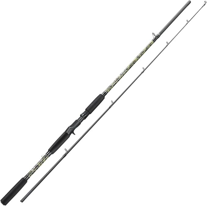 Sougayilang Spinning & Casting Fishing Rods, 2-Piece Strong Carbon&Glass Composite Trolling Rod Offshore Surf Pole for Bass, Trout, Panfish, Catfish