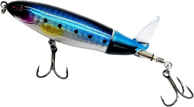 Bestac Topwater Fishing Lures Set Popper Lures for Bass Catfish Pike Perch Bass Lures with Floating Rotating Tail Artificial Hard Bait Multiple Colors