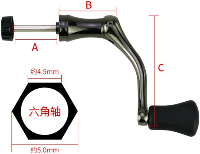 Fishing Swivel Reel Handle, Metal Rocker Grip Fishing Swivel Reel Handle Grip, Full Metal, Grip for Spin Reel EVA Replacement Grip Parts-M