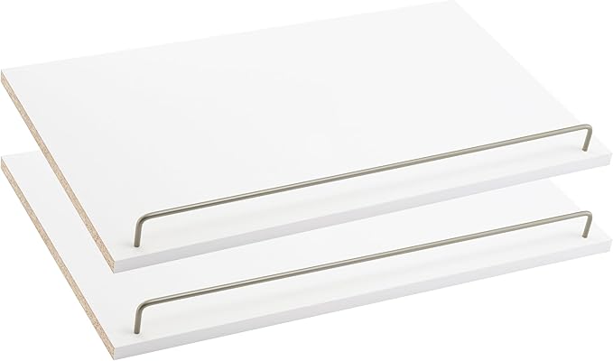 ClosetMaid SuiteSymphony Wood Shoe Shelves Set, Add On Accessory, Angled, Shoe Fence, for 25 in. Units, Pure White/Satin Nickel