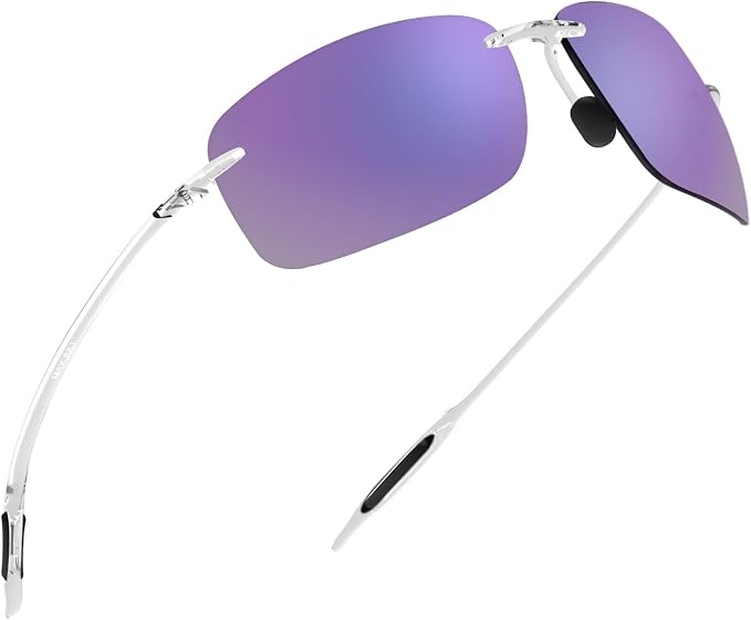 JULI Sports Sunglasses for Men Women Tr90 Rimless Frame for Running Fishing Golf Surf Driving MJ8009