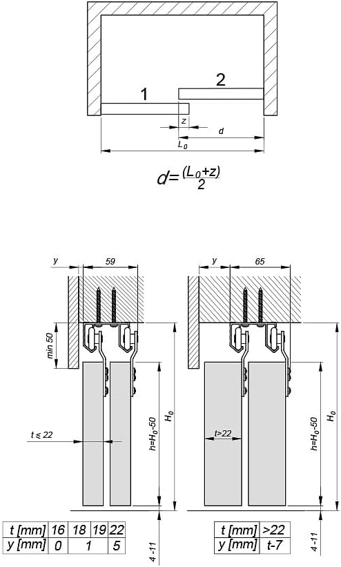 Sliding Closet Door Hardware Kit - 70-inch Double Track for 2 Bypass Doors Up to 100lbs - SLID'UP 110