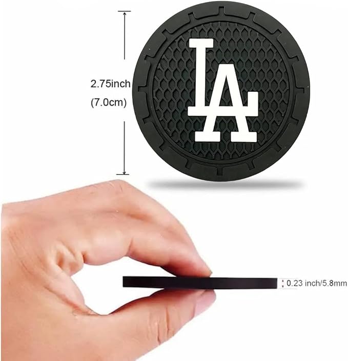 2 Pack Dodgers Car Cup Holder, Non-Slip Cup Coasters for LA Dodgers Fashion car Interior Accessories,Decorative Car Cup Mat, Diameter 2.75 Inch