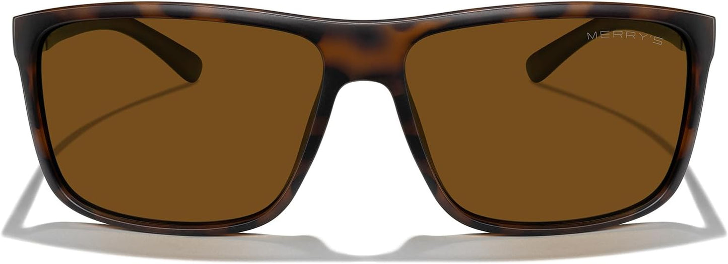 MERRY'S Rectangular Polarized Sports Sunglasses for Men Women Cycling Driving Fishing UV400 Protection S8225
